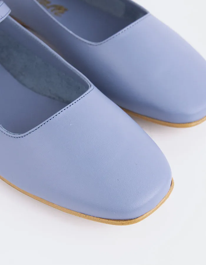 Reubena Blue Leather Graduation Shoes Flats