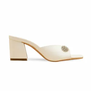 Cream Formal Slipper For Women FR8363 Chenille Slippers