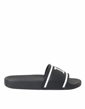 Black Leather I Love D&G Sandals Slides Shoes Good Tennis Shoes For Flat Feet