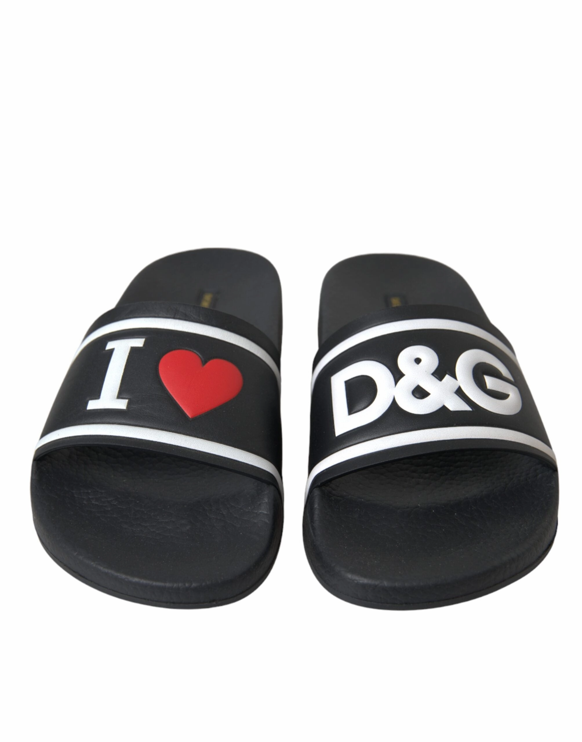 Flat Pedal Bike Shoe Black Leather I Love D&G Sandals Slides Shoes