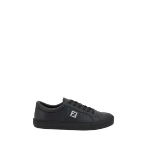 Fendi Black Calf Leather Bos Taurus Athletic Sneakers Sugar Shoes Flats