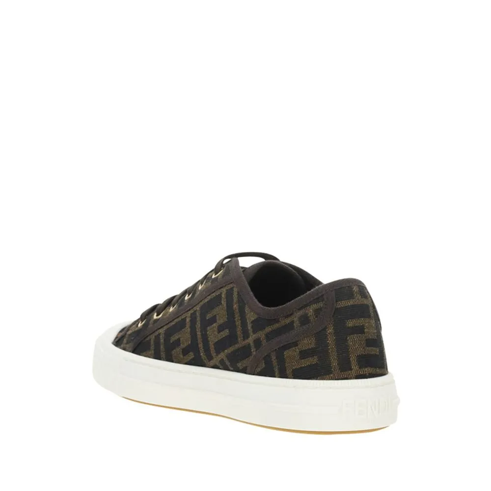 Fendi Brown Polyamide Low Top Sneakers Shoes