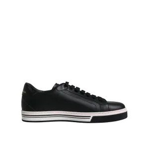 Figurine Sneakers Dolce & Gabbana Black Leather Low Top Men Sneakers Shoes