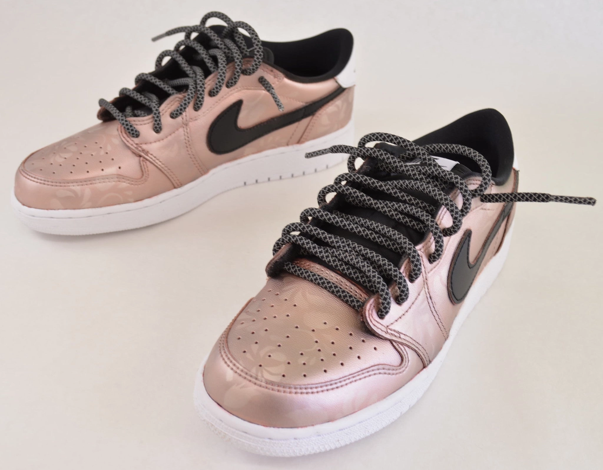 Custom Nike Rose Gold Jordan Retro 1 Low OG Sneakers - Hand Painted Ff Blast Asics Shoes