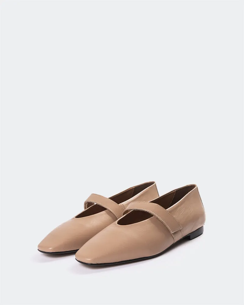 Leather Flat Dress Shoes Flordeliz Nude Leather