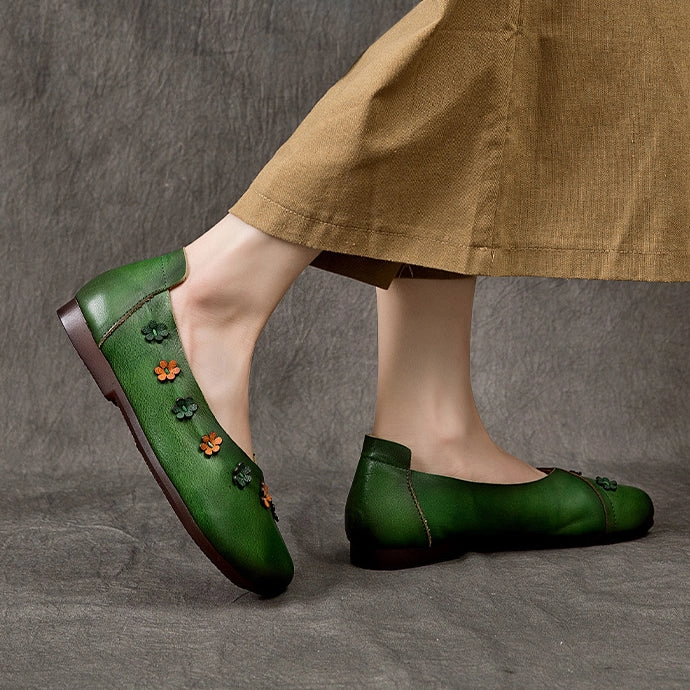 Flower Accents Comfortable All-match Flat Peas Shoes Minimalist Flat Shoes