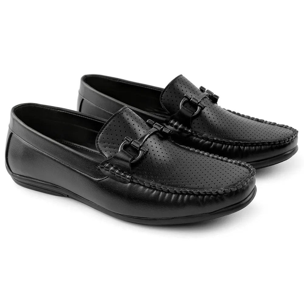 Chunky Platform Loafers Fortune Black Casual Loafers For Men HML-10E By Liberty