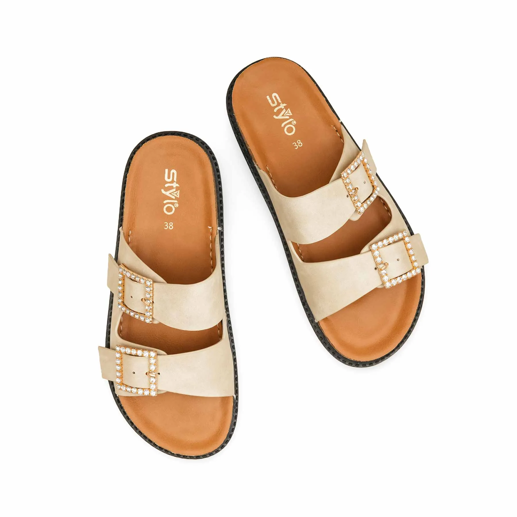 Golden Formal Slipper For Women PU0392 Plush Sneakers Slippers