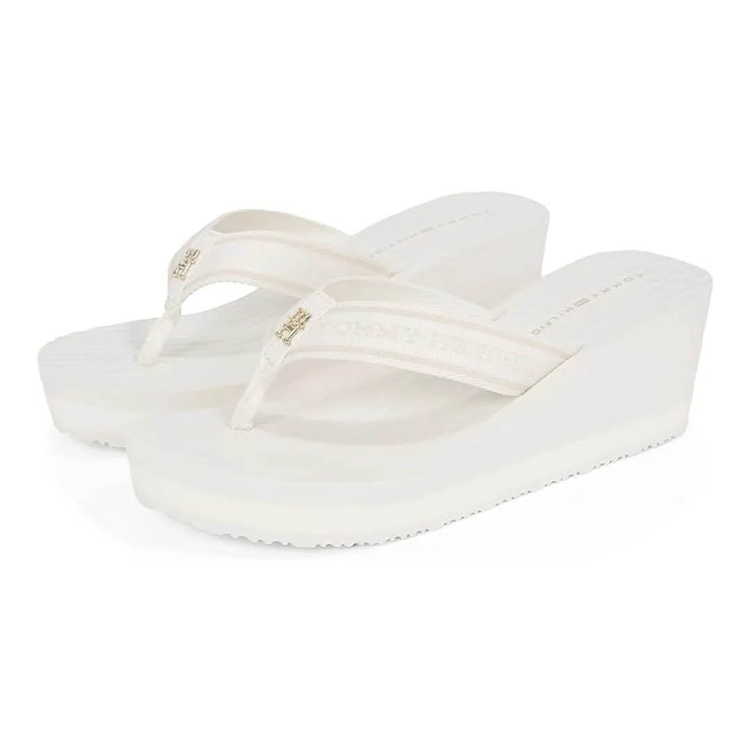 Towel Flip Flops Tommy Hilfiger Flip-Flops TH Stripes Wedge Beach Sandal FW0FW08521-WHT