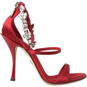 Comfortable Beach Sandals Dolce & Gabbana Red Keira Satin Crystals Sandals Heels Shoes
