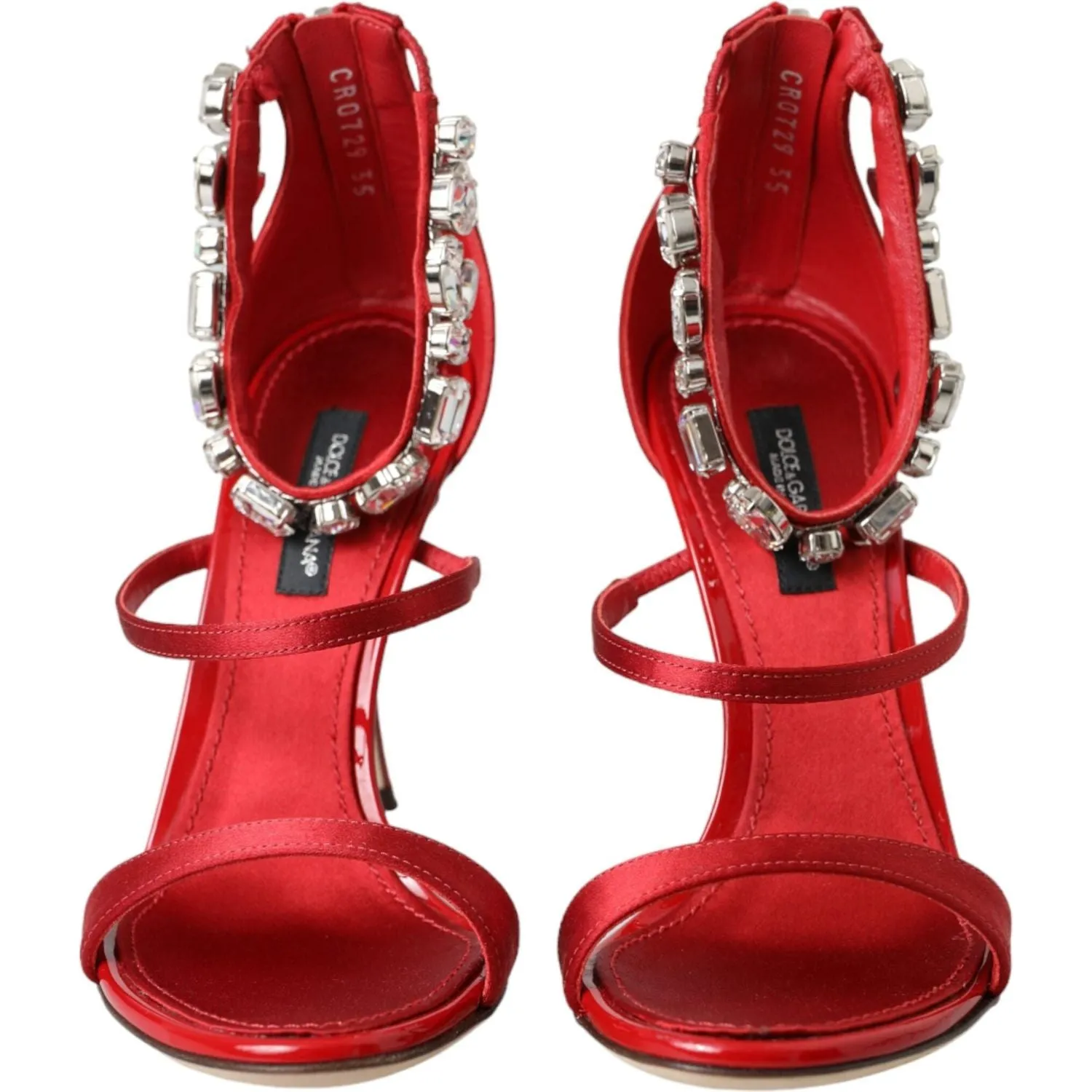 Kira Sport Sandals Dolce & Gabbana Red Keira Satin Crystals Sandals Heels Shoes
