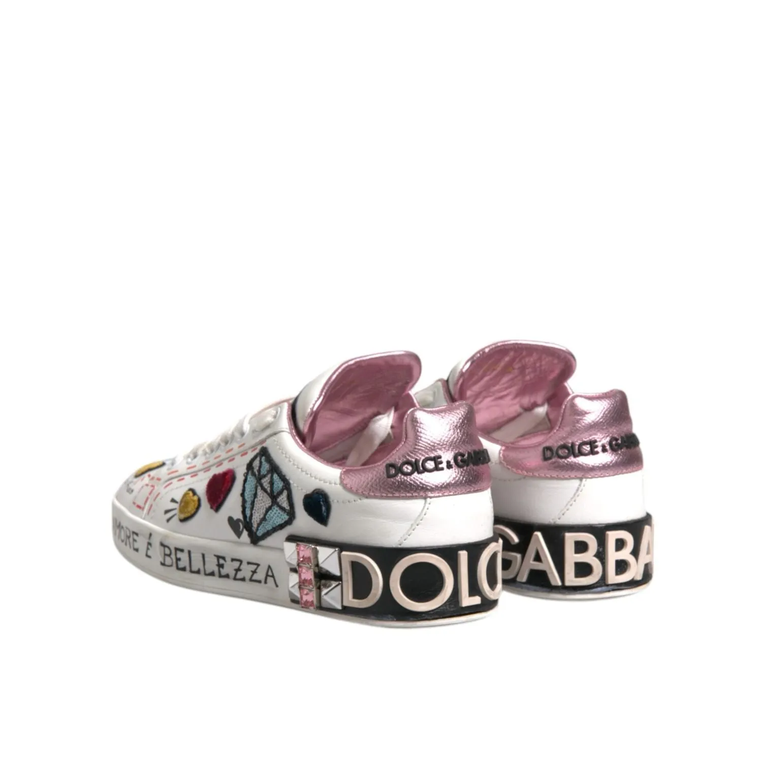 Best Sneakers For Travel Dolce & Gabbana White Sequined Crystal Low Top Sneakers Shoes