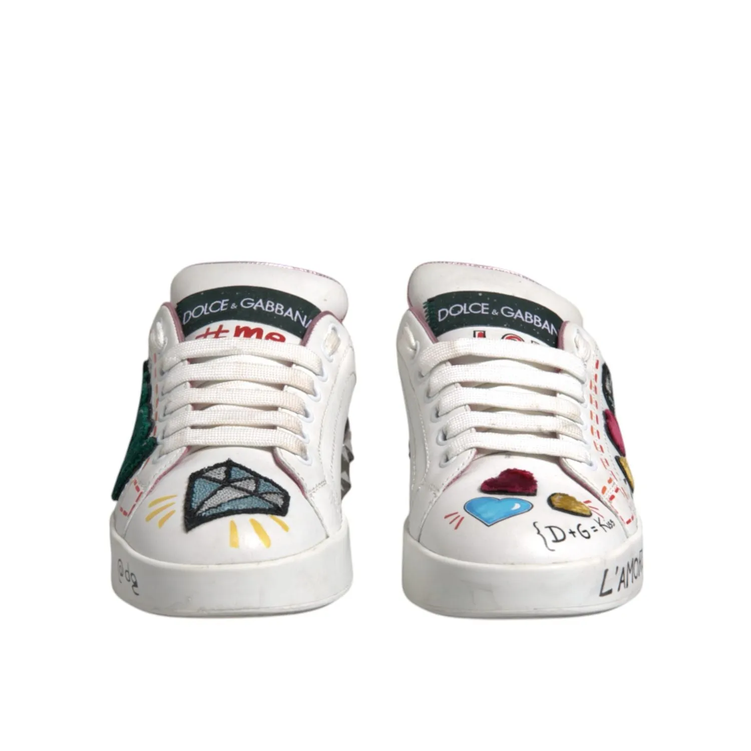 Dolce & Gabbana White Sequined Crystal Low Top Sneakers Shoes Sneakers Retro