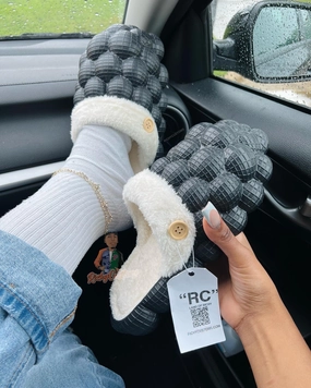 Richy PUFFS Ball Slippers Black  X  "COZY" Soft Slippers Home