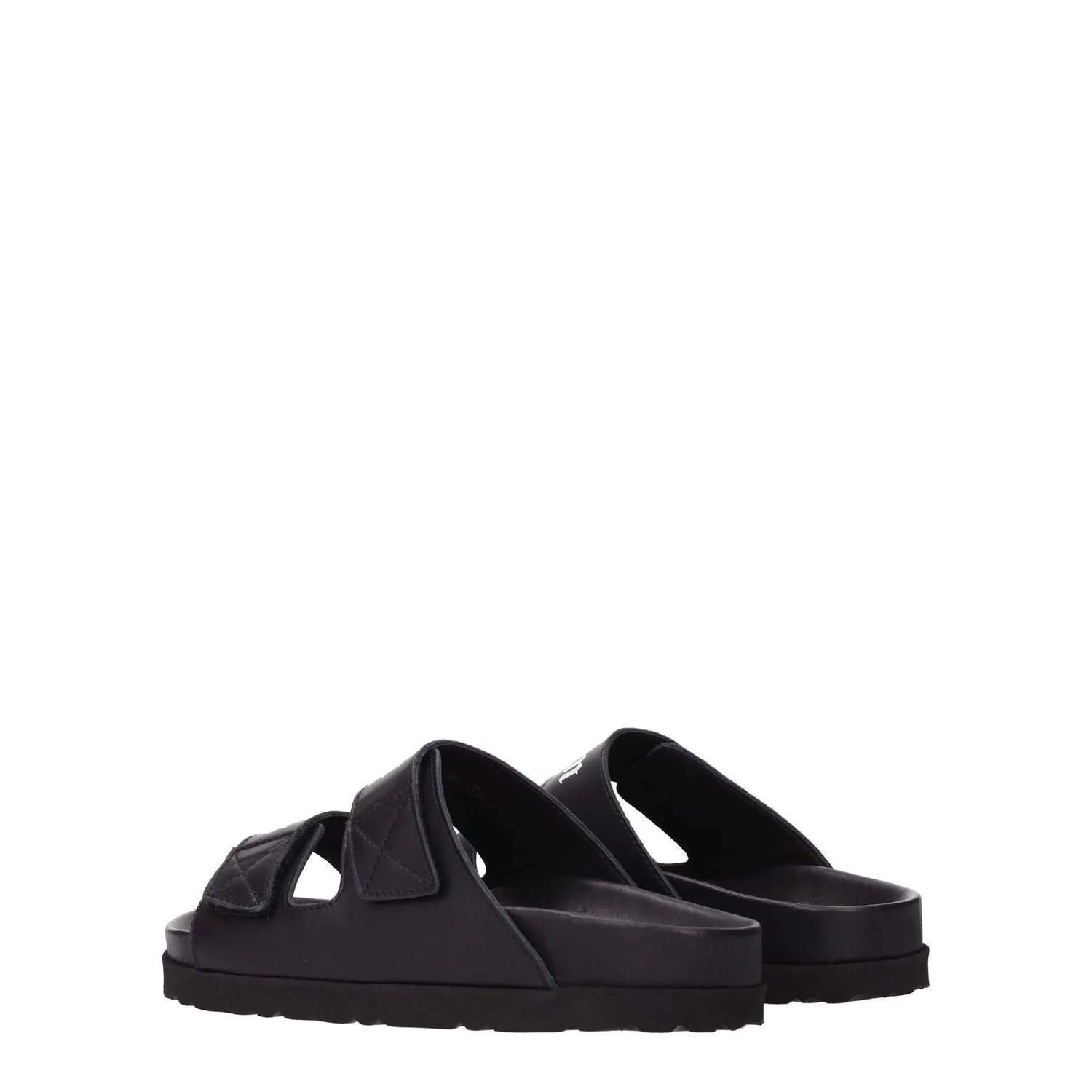 Christmas Flats Shoes Palm Angels Black Leather Slippers
