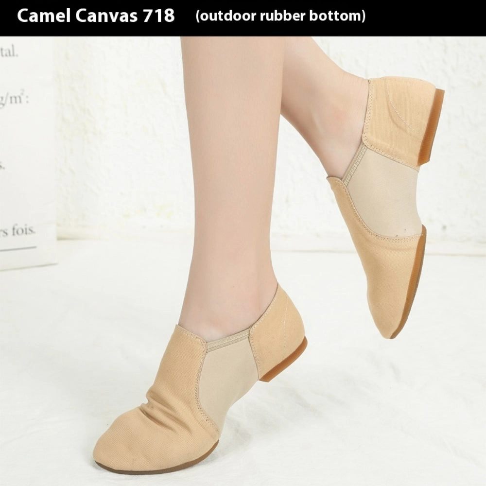 Soft Sole Dance Shoes - Black Canvas Guy Ballet Shoes with Unisex Flat Stretch for Women Men & Children