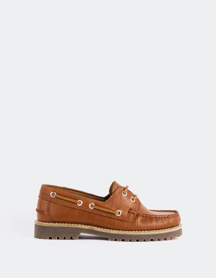 Gaia Chestnut Croco Kingston Loafers