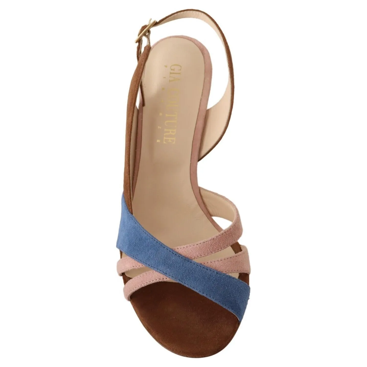 Strappy Wedge Sandals GIA COUTURE Multicolor Suede Leather Slingback Heels Sandals Shoes