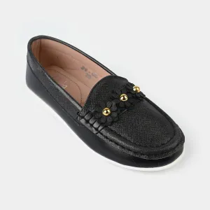 Girls Loafer JV-08-BLACK Worn Out Loafers