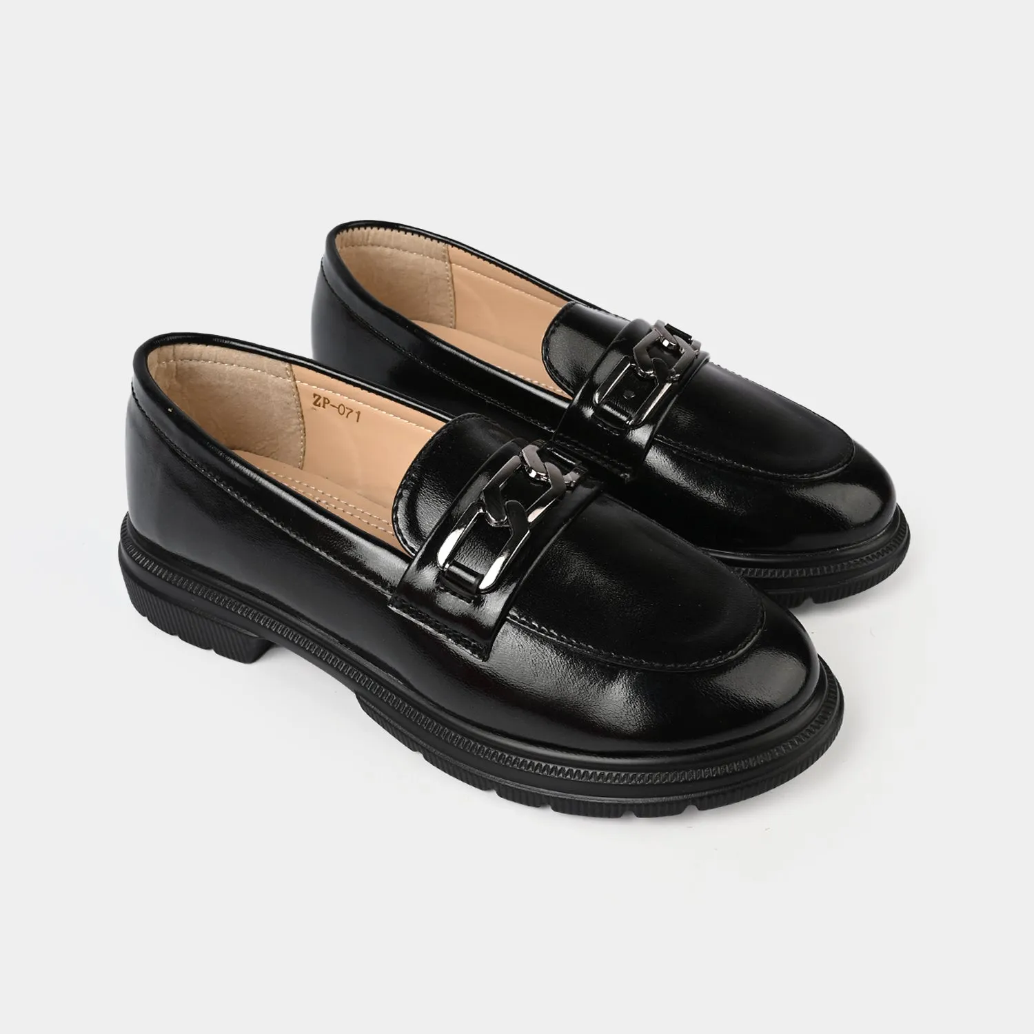 Girls Loafer ZP-071-BLACK Loafers With Suit