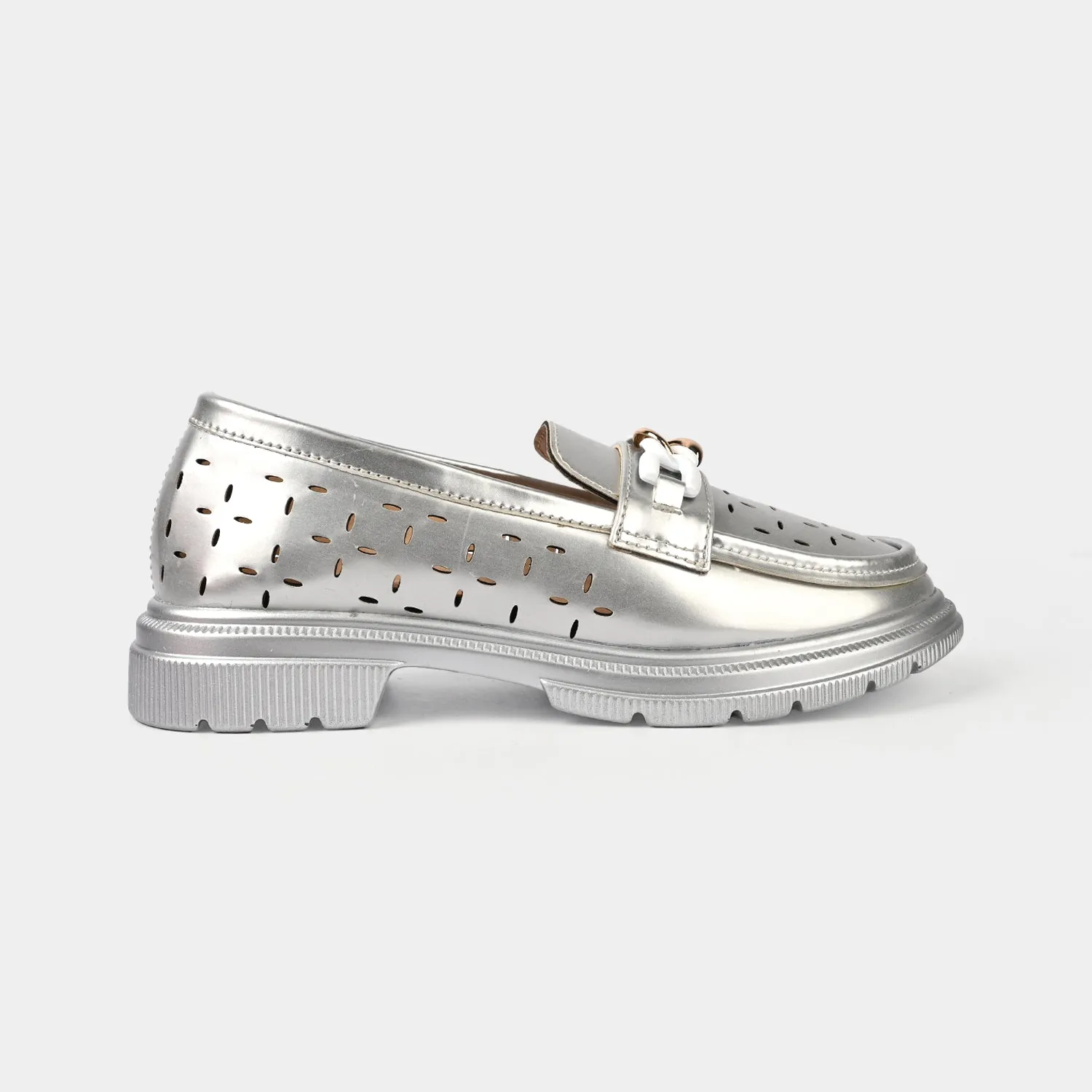 Girls Loafer ZP-072-SILVER Light In Loafers