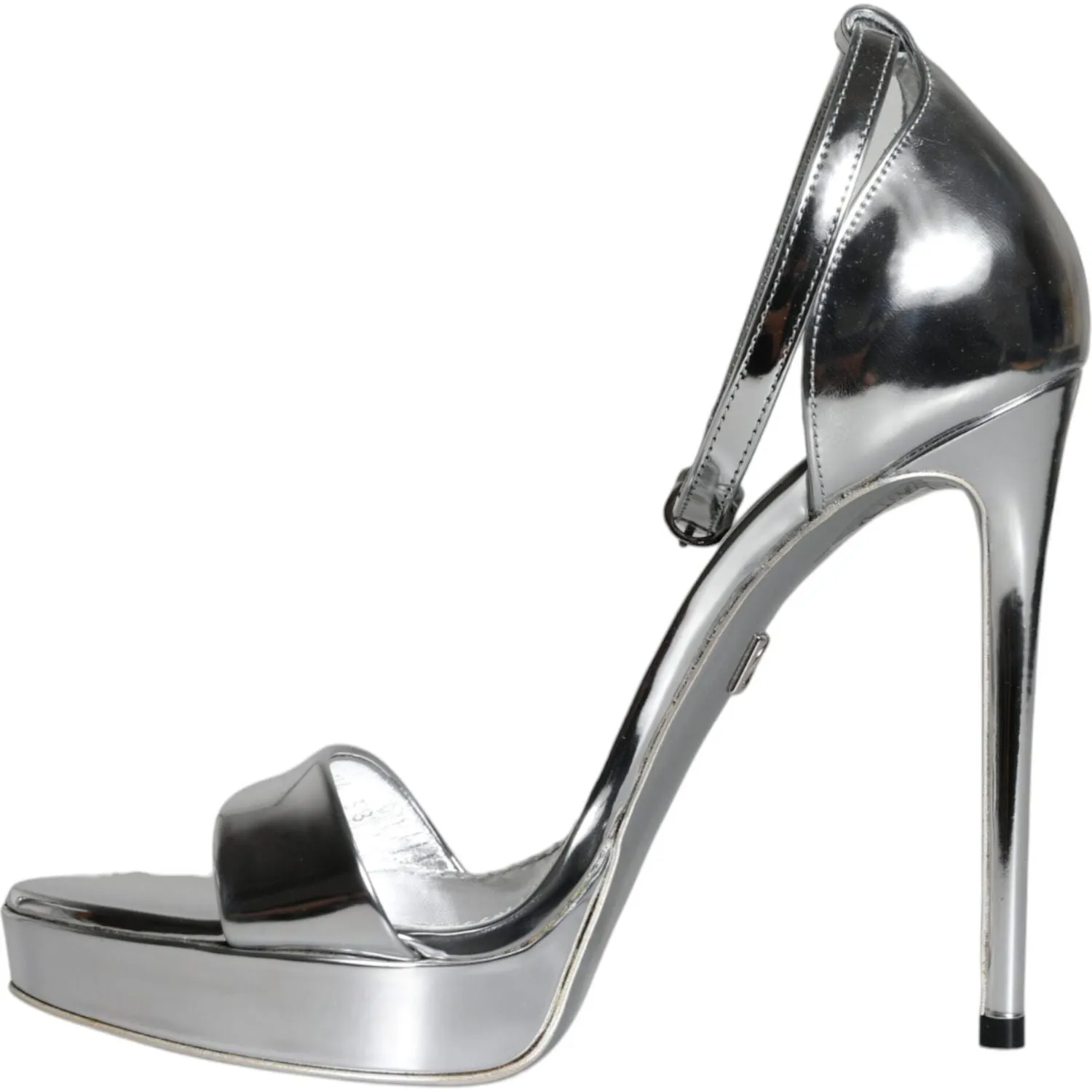 Dolce & Gabbana Silver KEIRA Heels Ankle Strap Sandals Shoes Daisy Sandals