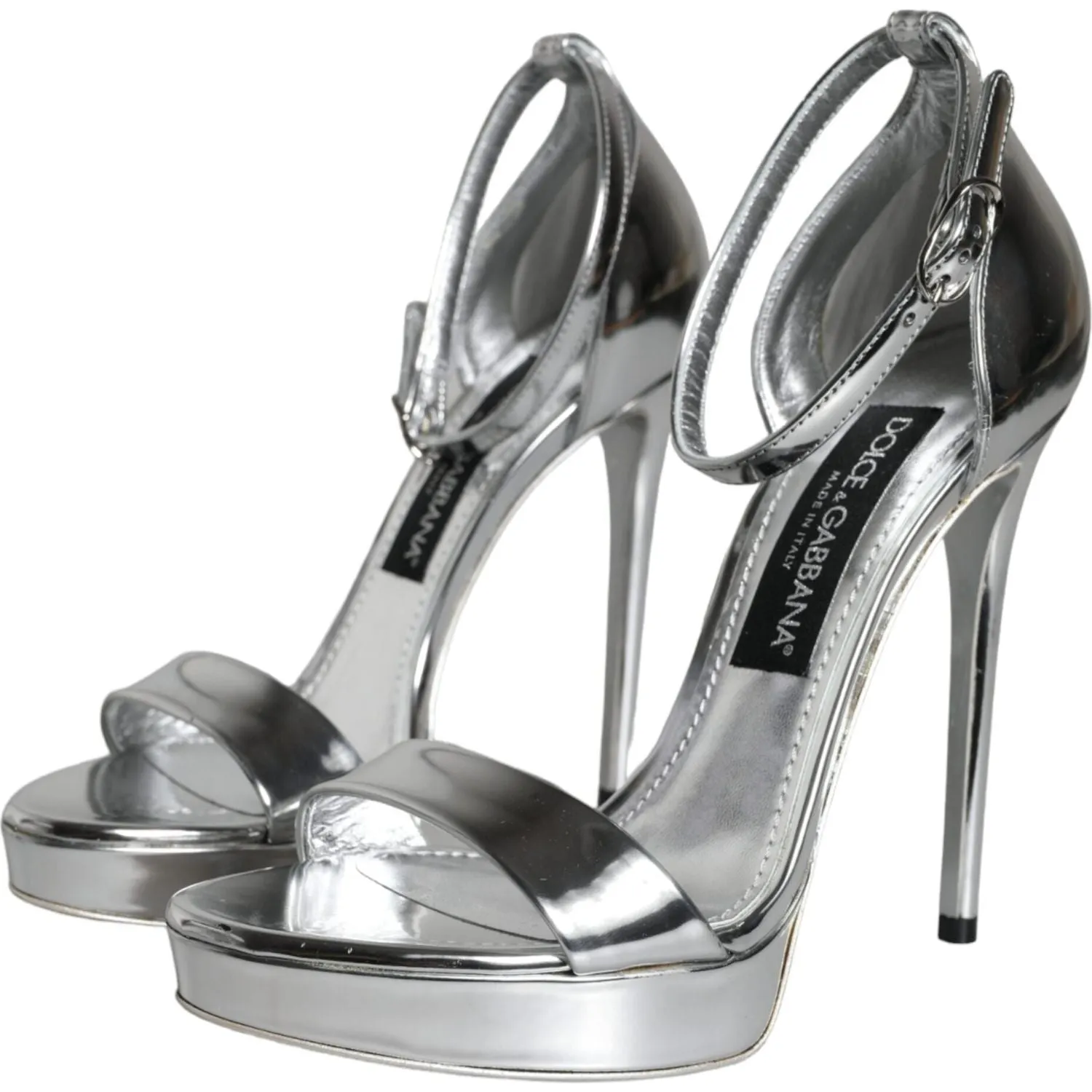 Camel Crown Sandals Dolce & Gabbana Silver KEIRA Heels Ankle Strap Sandals Shoes