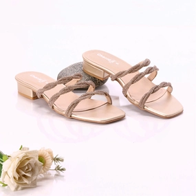 Golden Fancy Heel Slippers for women Slippers Cool