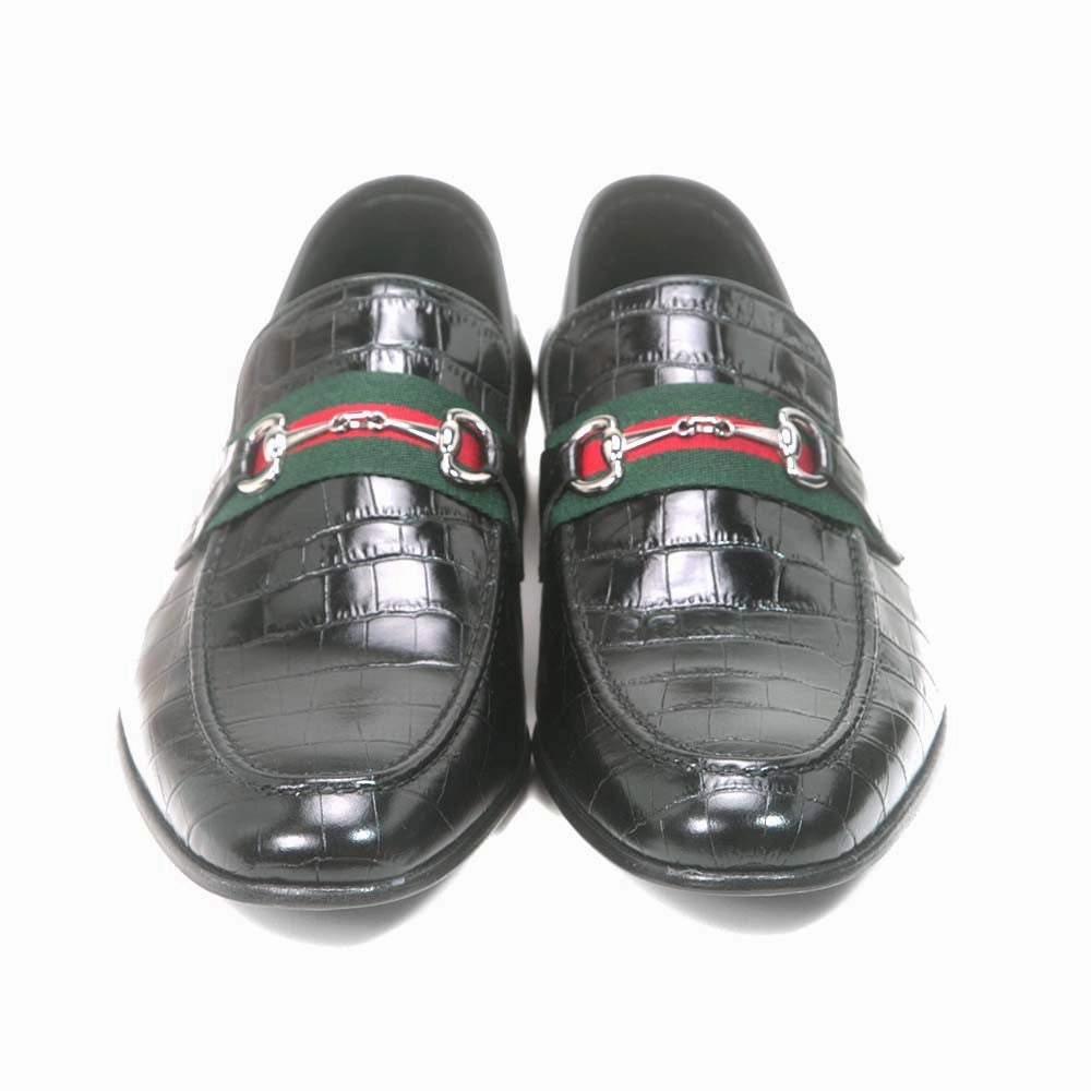 Golden Pass Men's Black Crocodile Print Calfskin Leather Loafer Loafers Bar And Grill Catonsville