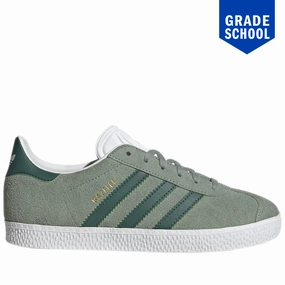 Grade School Adidas Gazelle Shoes - Silver Green / Collegiate Green / Cloud White Towelie Adidas Shoe