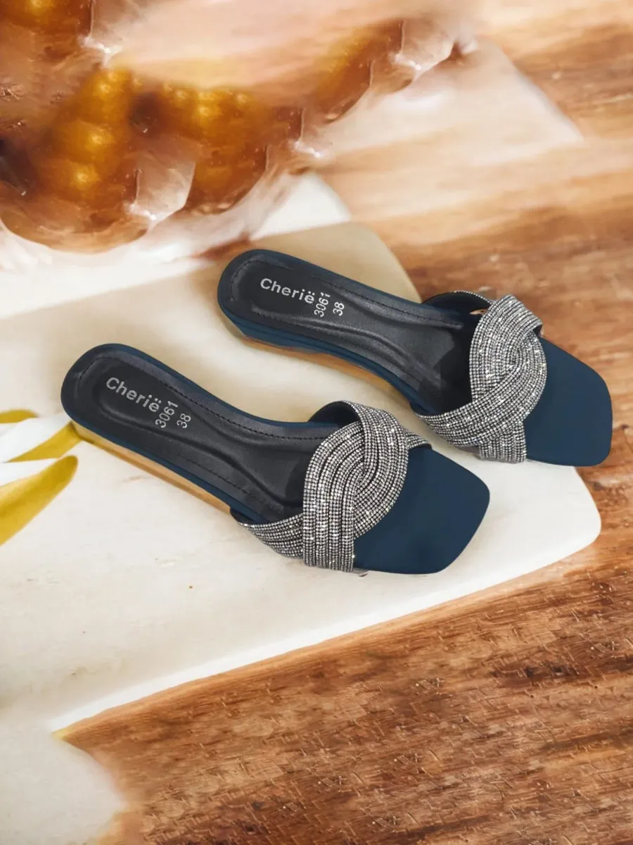 Cabin Slippers Green Fancy Heel Slippers for women.