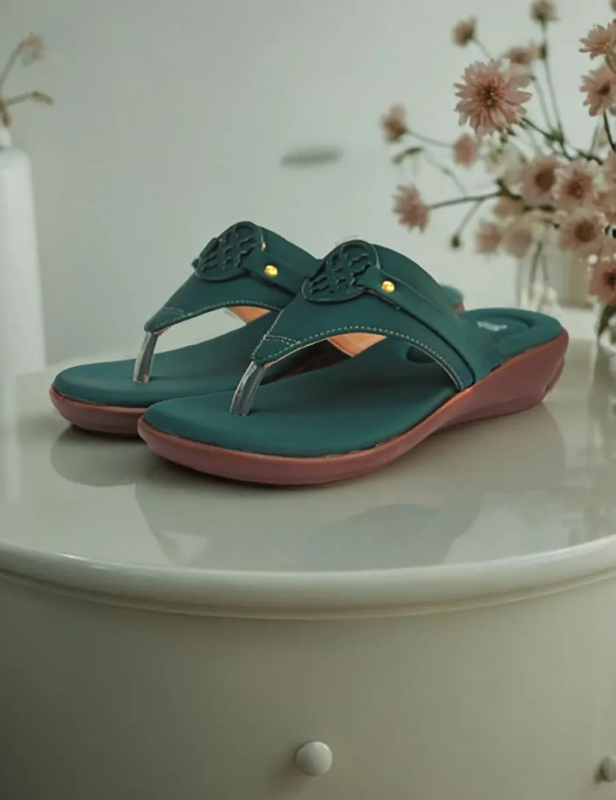 Cozy Knit Slippers Green Wedges Collection Slippers