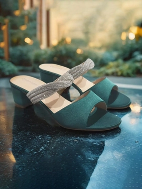 Green Fancy & Stylish Slippers for Women Code For Slippers In Dress To Impress