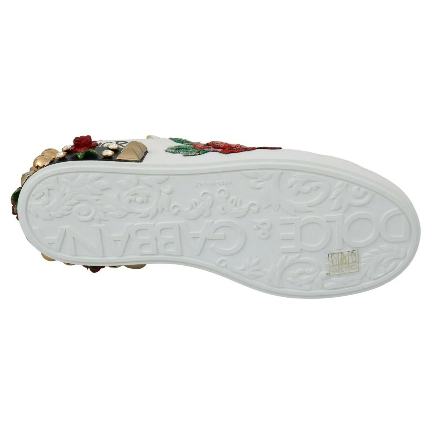 Shop Sneakers Nearby Dolce & Gabbana White Roses Sequined Crystal Womens Sneakers Shoes