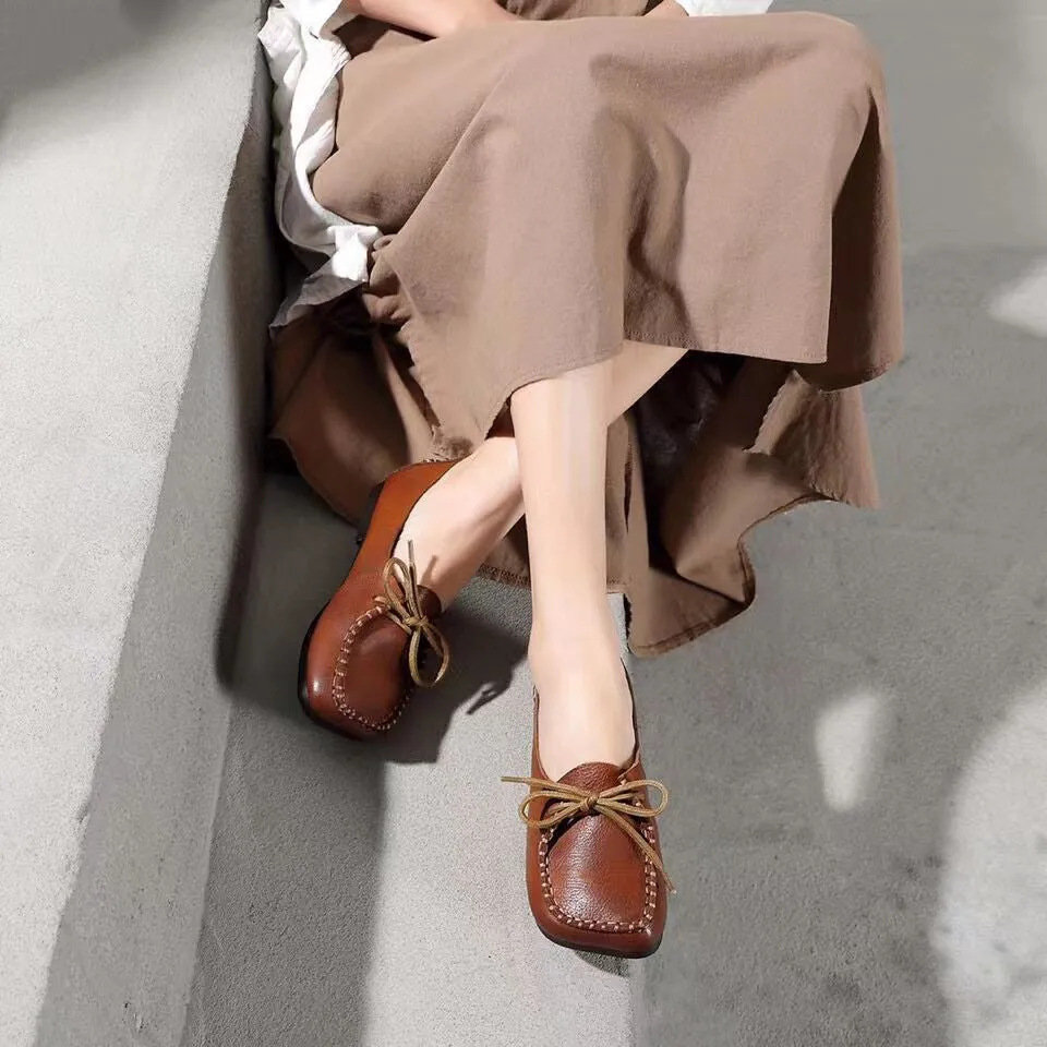 Flat Cross Country Shoes Handmade Simple Lace-up Comfortable Flat Shoes