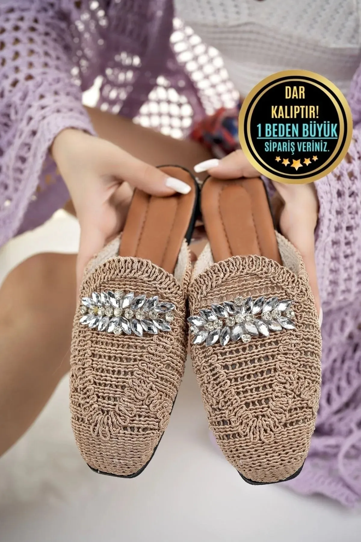 Ballerina Slippers Drawing Modafrsat Women's Stone Tan Closed Casual Slippers