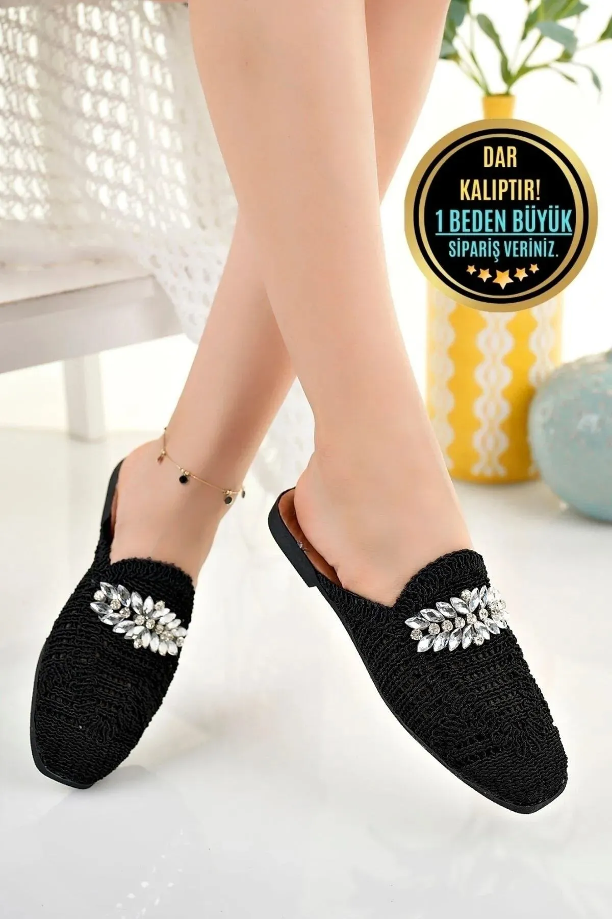 Modafrsat Women's Stone Tan Closed Casual Slippers Bat Slippers