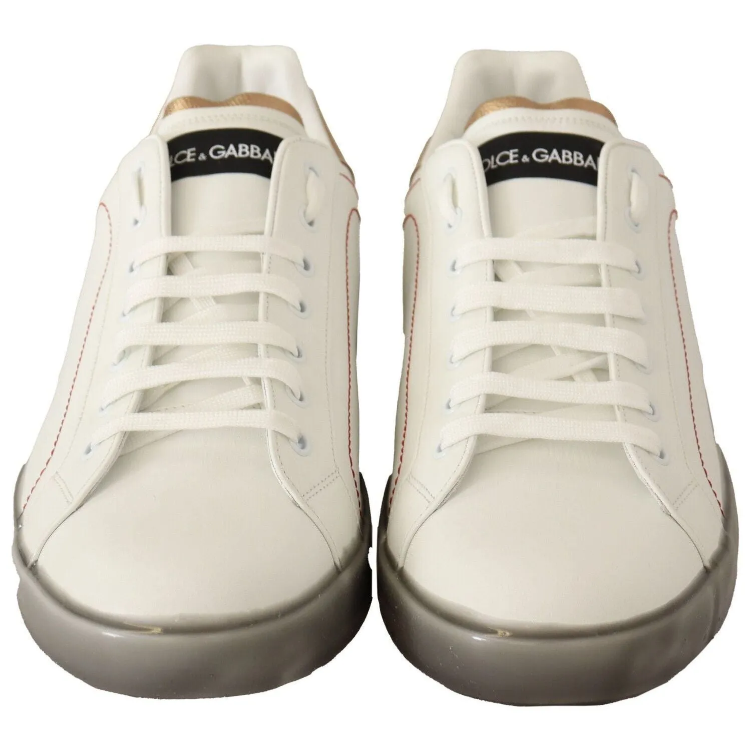 Louis Philippe Casual Shoes Dolce & Gabbana White Gold Leather Low Top Sneakers Casual Shoes