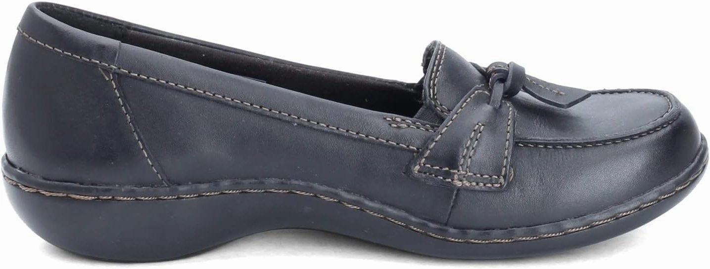 Clarks Womens Ashland Bubble Slip-On Loafers Black | Comfortable Dress Shoes Rugged Loafers