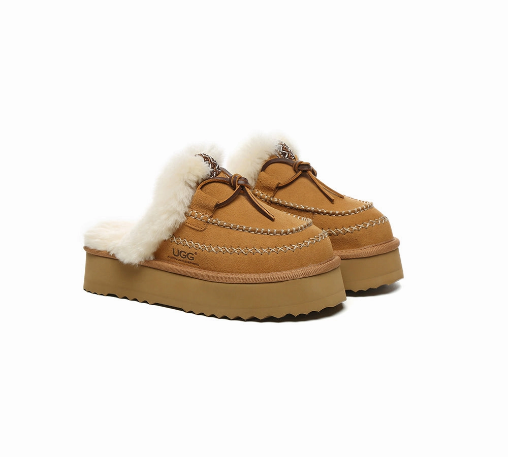 AUSTRALIAN SHEPHERD UGG Slippers Women Sheepskin Wool Platform Sammy Best Quality Slippers