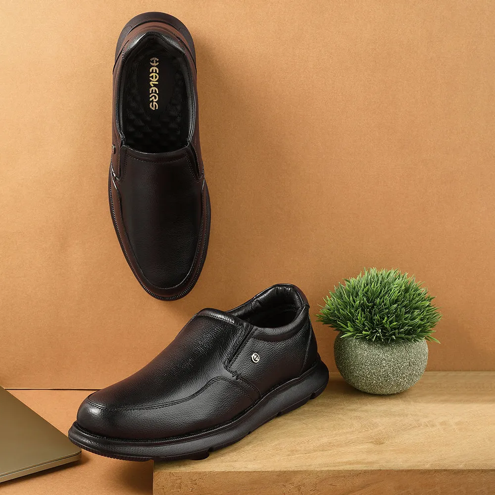 Healers Black Casual Non Lacing Moccasin For Men S984-01 By Liberty Casual Leather Oxford Shoes