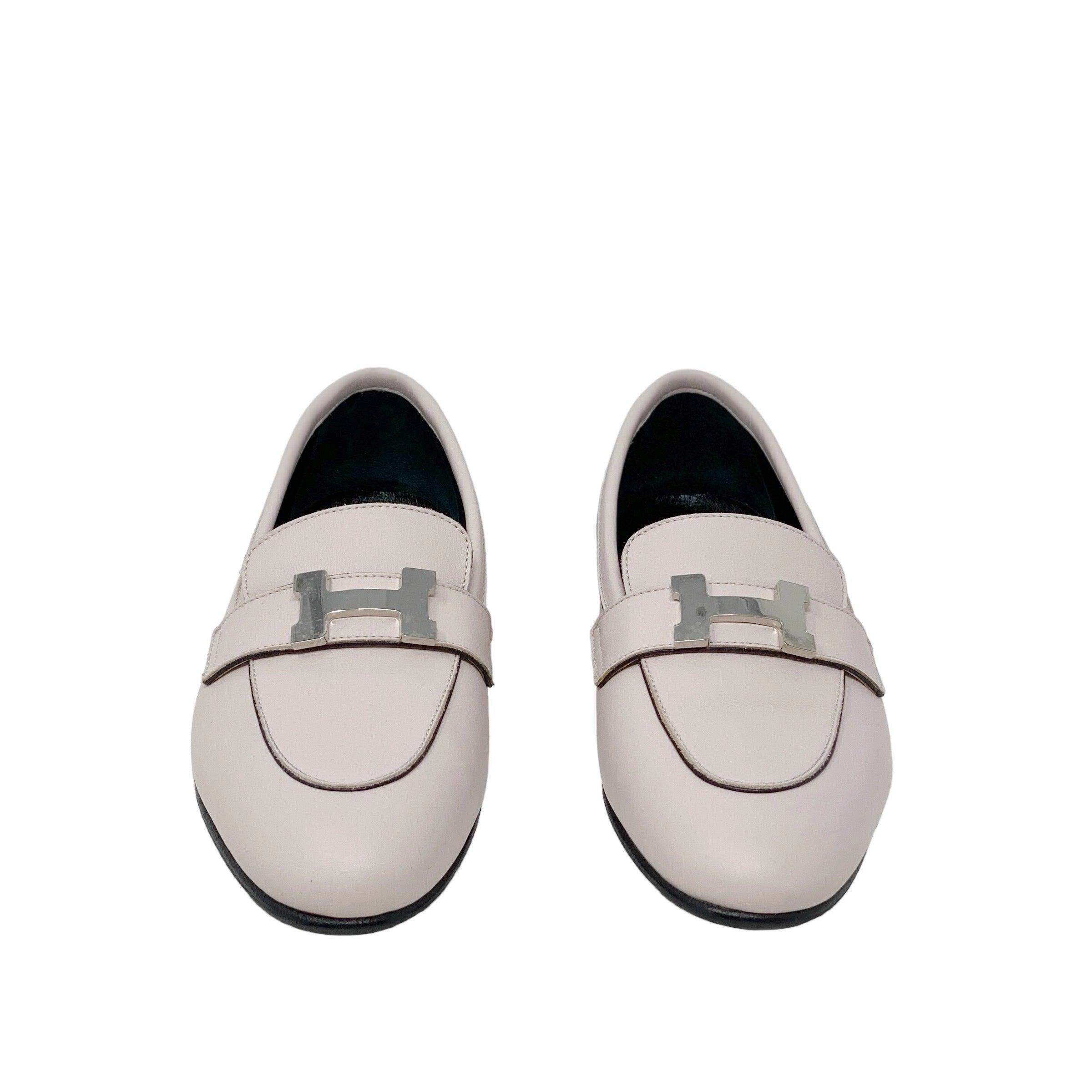 Hermes Rose Petale Calfskin Paris Loafers 35 Destin Loafers