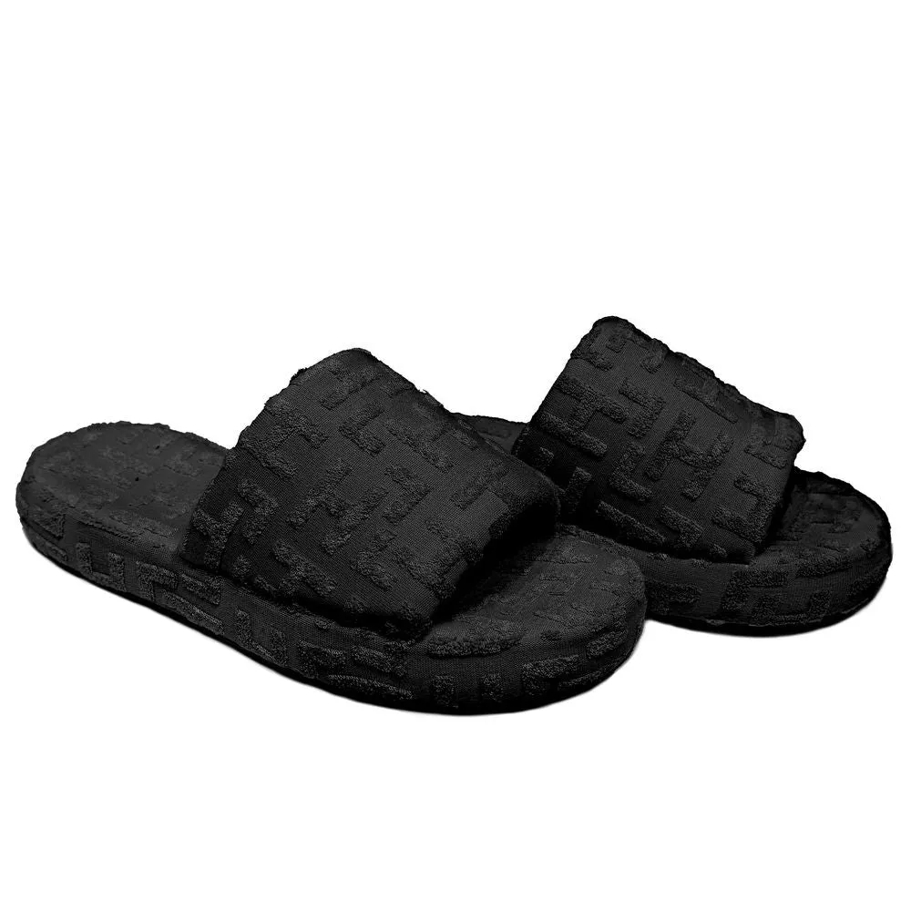 Hinnominate Black Cotton Women Sandal Wolf Feet Slippers