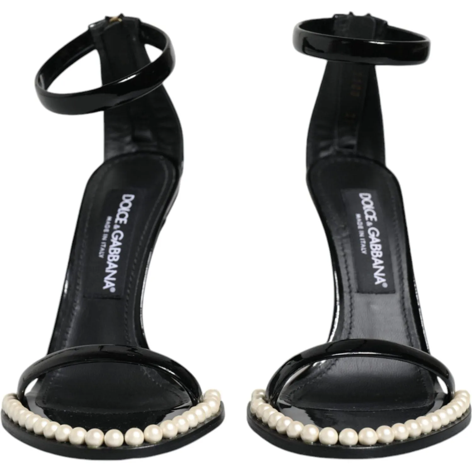 Sandals Chunky Platform Dolce & Gabbana Black Keira Leather Faux Pearl Sandals Heels Shoes