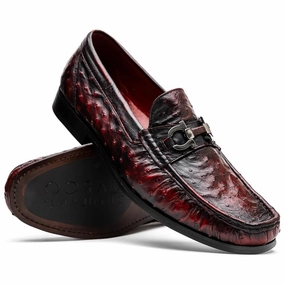 Ferrioni Black Cherry Genuine Ostrich Moc Toe Bit Loafers | MARCO DI MILANO Black Pants Brown Loafers