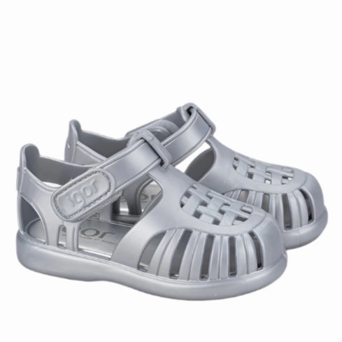 Mules Slides Sandals Igor Boy's And Girl's Tobby Metal Sandals - Plata