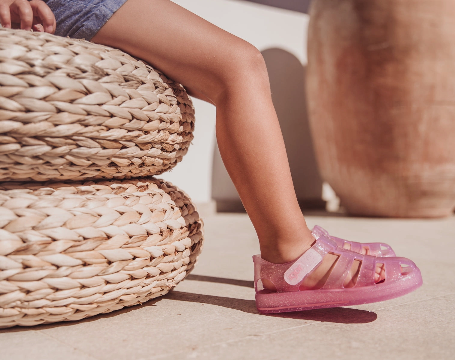 Wedge Platform Sandals Igor S10265 Girl's Star Glitter Sandal - Rosa