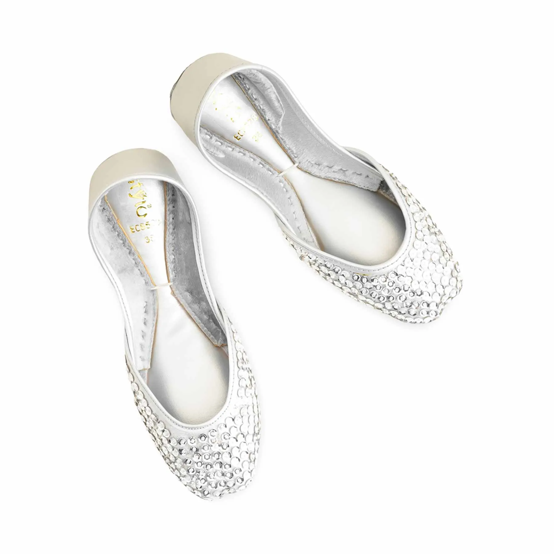 Pretty Shoes For Flat Feet Silver Fancy Khusa For Women EC8528