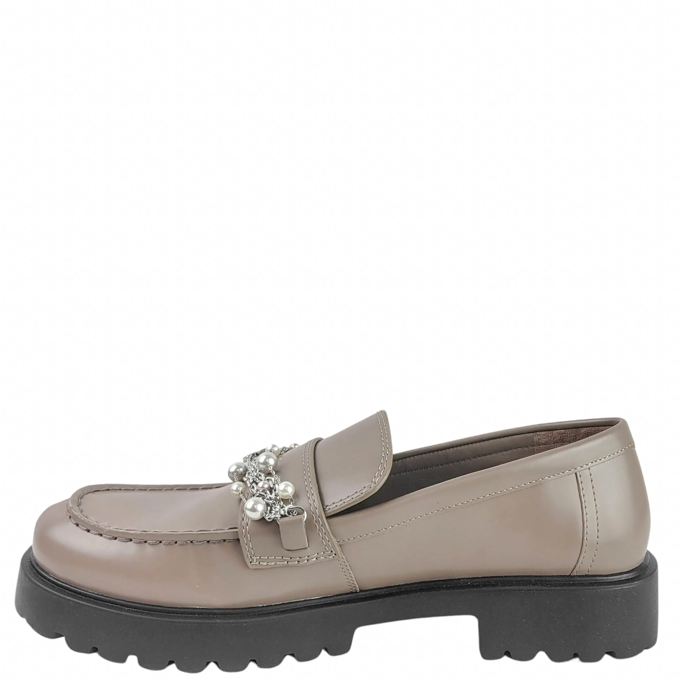 Comfortable Walking Shoes For Flat Feet Tory Burch Embellished Loafers in Dark Elk