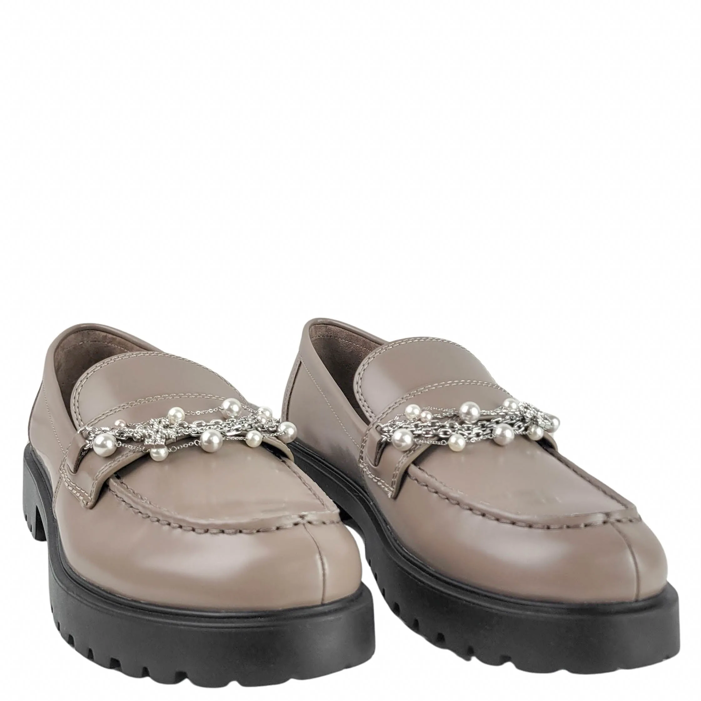 Ballet Shoes Flats Tory Burch Embellished Loafers in Dark Elk